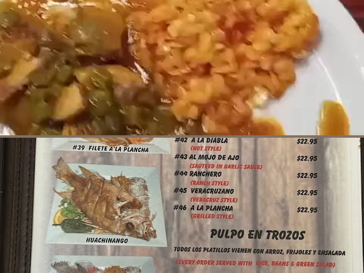 Mexican seafood meal with lemon wedges
